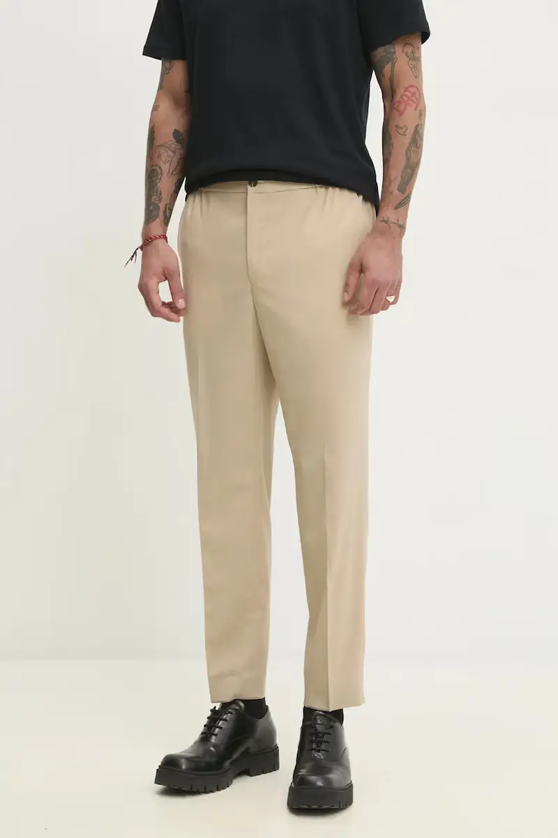 pantaloni in misto lana uomo colore beige 50538299