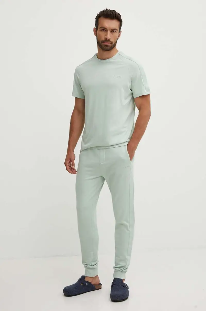 pantaloni lounge in cotone colore verde 50520501 miniatura 2