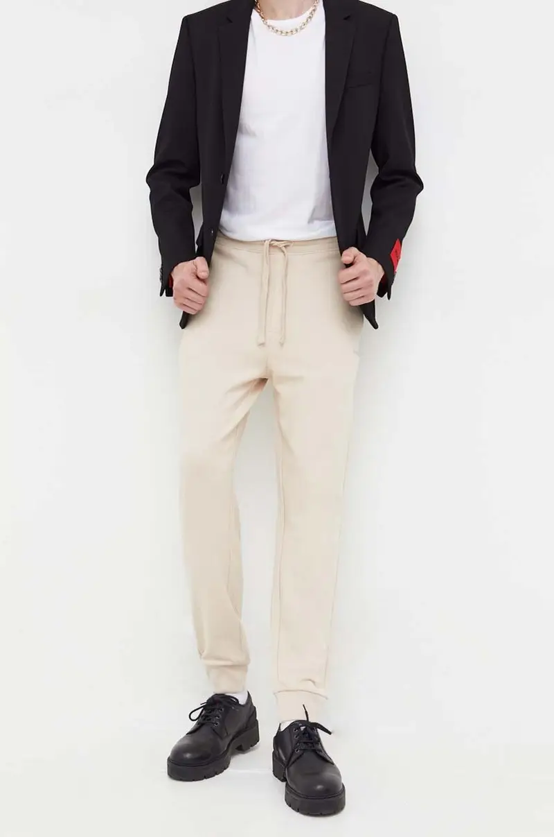pantaloni tuta di cotone colore beige 50489617