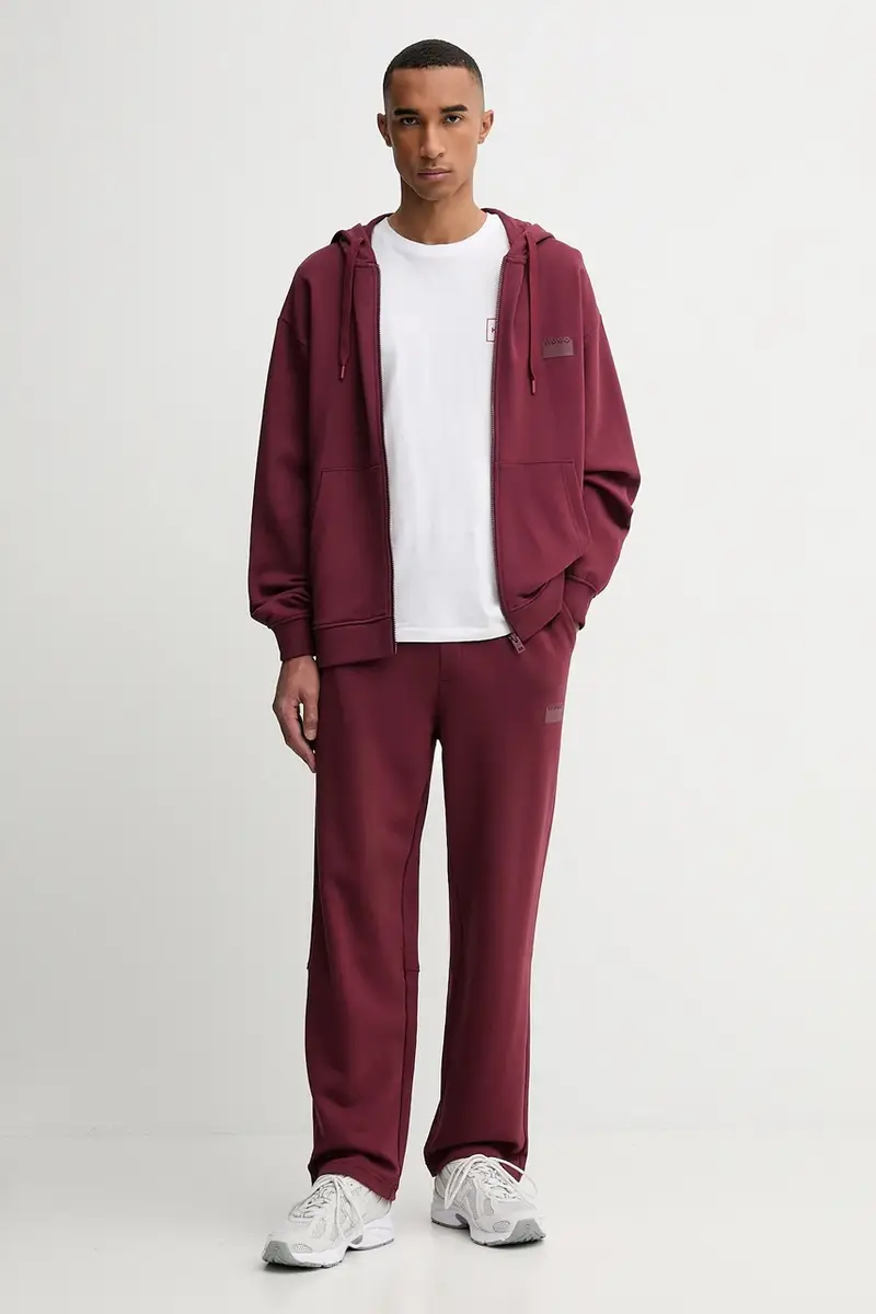 pantaloni tuta di cotone uomo colore granata 50546683 miniatura 2