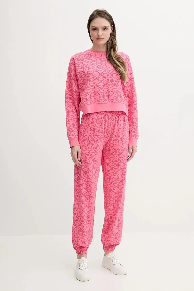 pantaloni tuta donna colore rosa con applicazione 50545211 miniatura 2