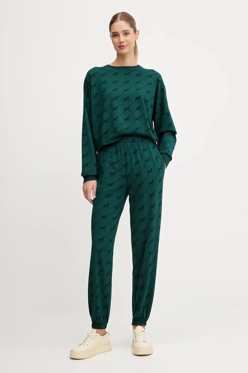 pantaloni tuta donna colore rosa con applicazione 50545211 Verde miniatura 2