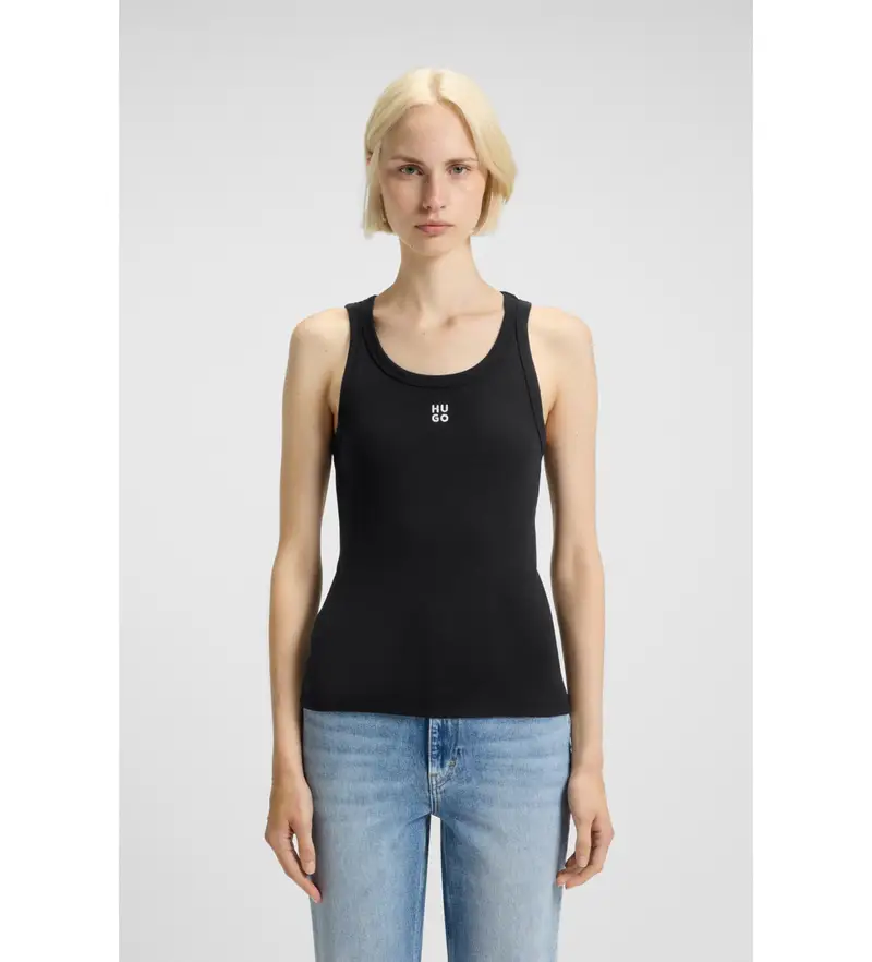 per donna 50514489 Maglietta nera Datamia (L), Nero, Casual, Cotone, Senza maniche / cinghie