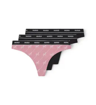 per donna 50545703 Set di tre perizomi neri e rosa (M), Nero, Homewear, Cotone