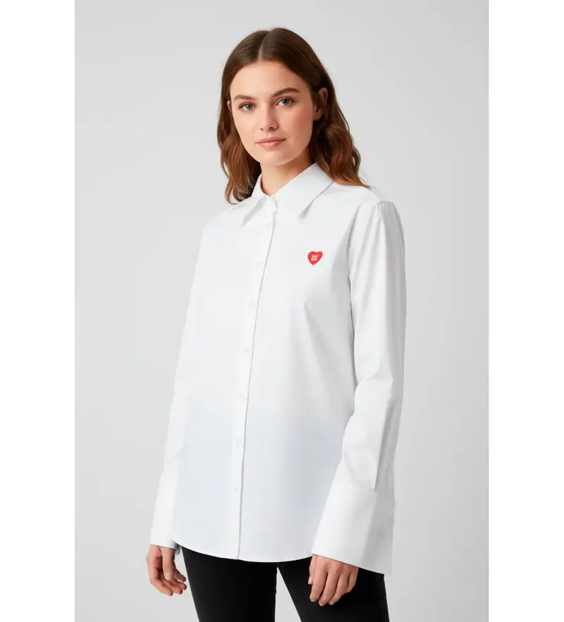 per donna 50556398 camicia bianca dalla vestibilità comoda (34), Bianco, Casual, Cotone, Manica lunga