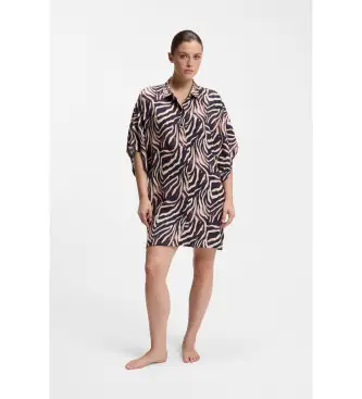 per donna 50561289 Costume elegante, nero, marrone (L), Casual, Animal Print, Viscosa, Manica corta