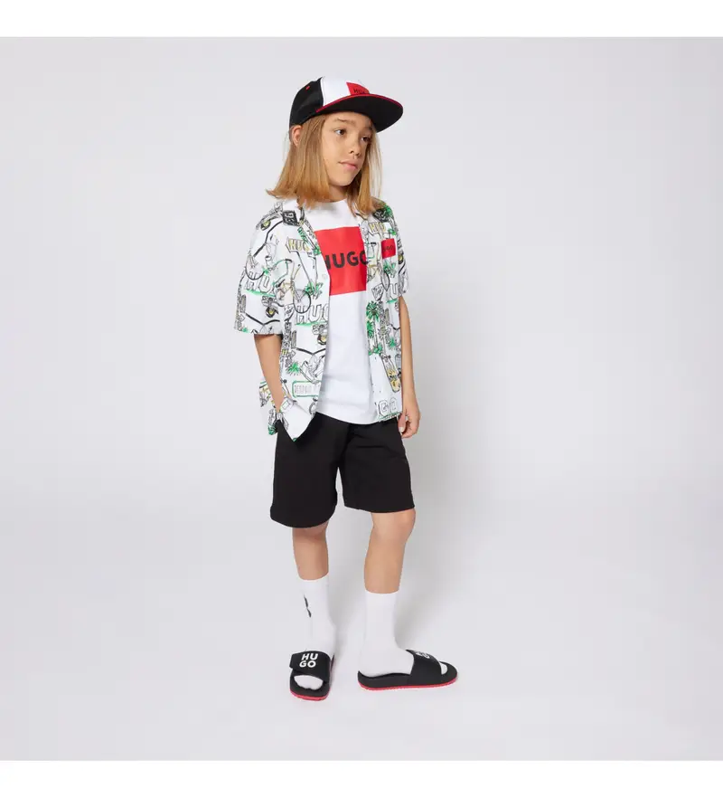 per ragazzo G00364 Pantaloncini G00364 neri (4Años= 102cm), Nero, Casual, Cotone, moda per bambini