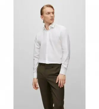 per uomo 50289499 Camicia Kenno Slim Fit bianca (42), Bianco, Casual, Cotone, Manica lunga