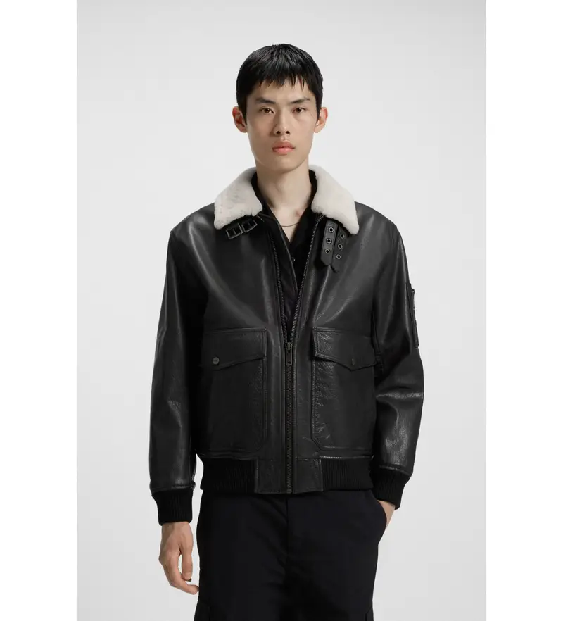 per uomo 50521030 Giacca da aviatore Loran nera (M), Nero, Casual, Pelle