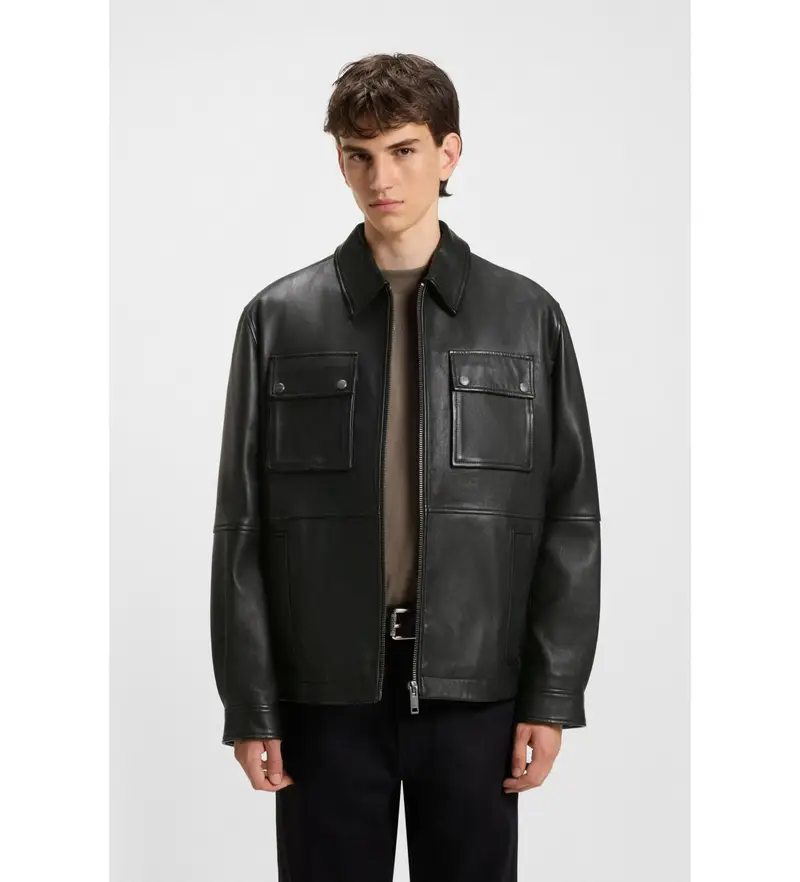 per uomo. 50546478 Giacca nera Lemni (S), Nero, Casual, Pelle