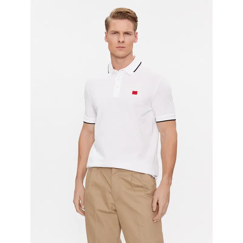 Polo Deresino232 50490775 Bianco Slim Fit