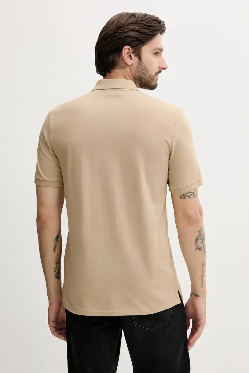 polo in cotone colore blu navy 50466182 Beige miniatura 2