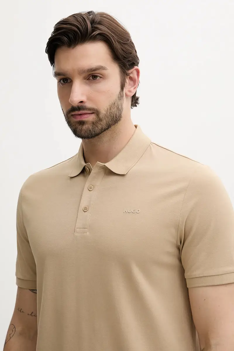 polo in cotone colore blu navy 50466182 Beige miniatura 3
