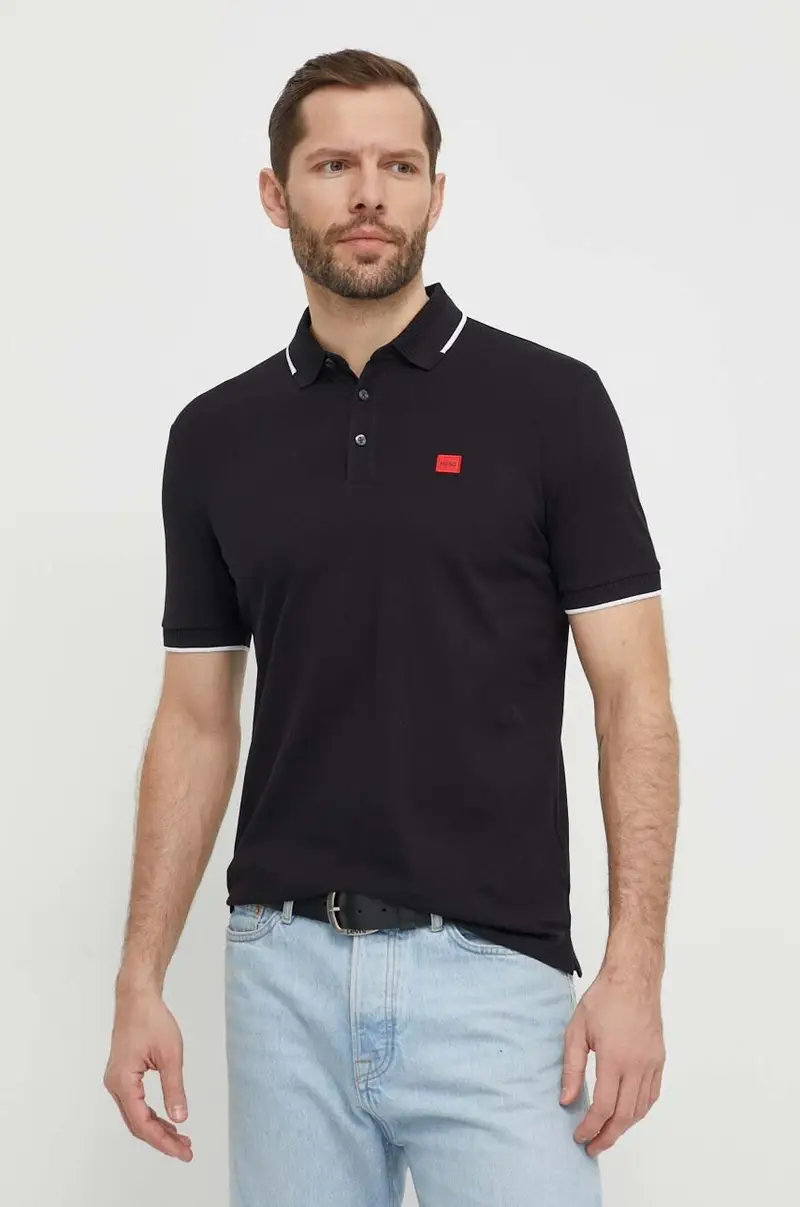 polo in cotone colore nero