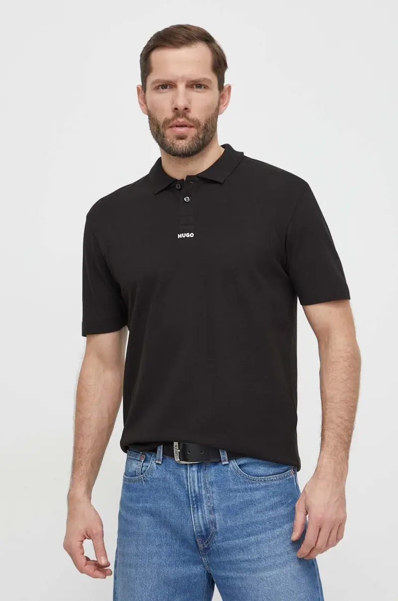 polo in cotone colore nero