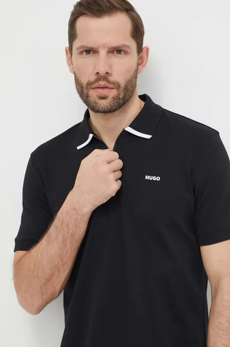 polo in cotone colore nero