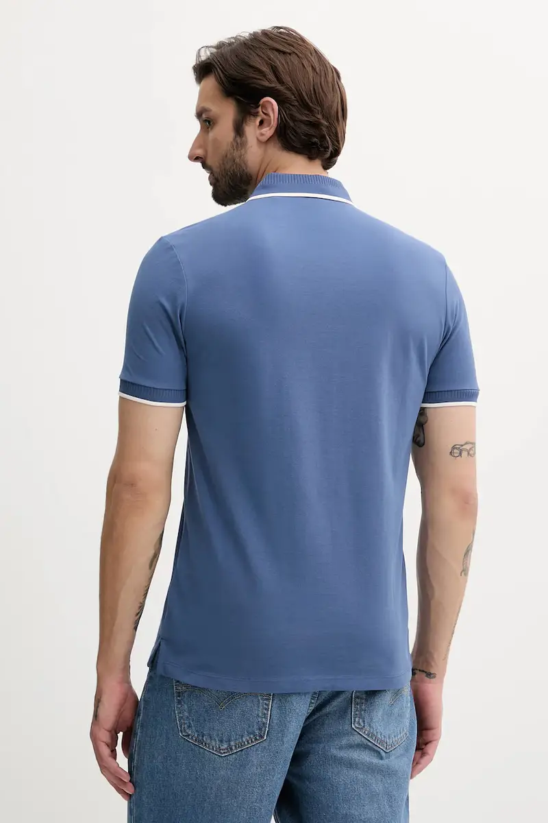 polo in cotone colore nero 50490775 Blu miniatura 2