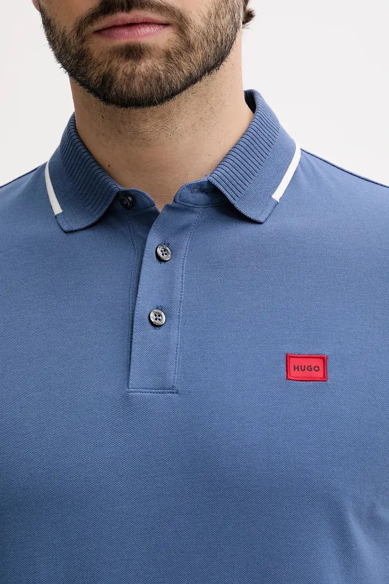 polo in cotone colore nero 50490775 Blu miniatura 4