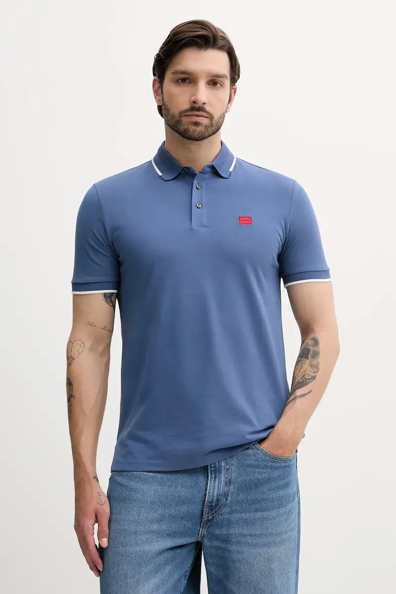 polo in cotone colore nero 50490775 Blu