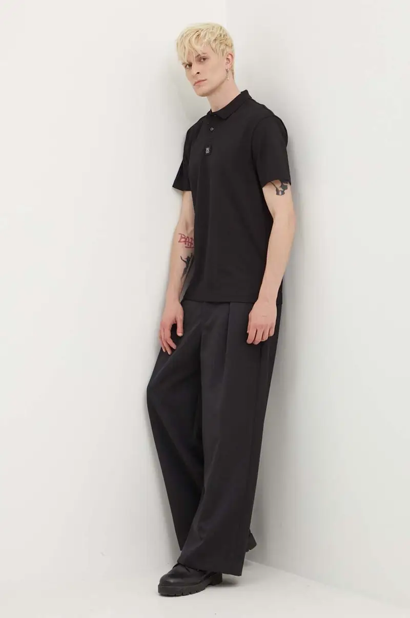 polo in cotone colore nero 50517638 miniatura 2