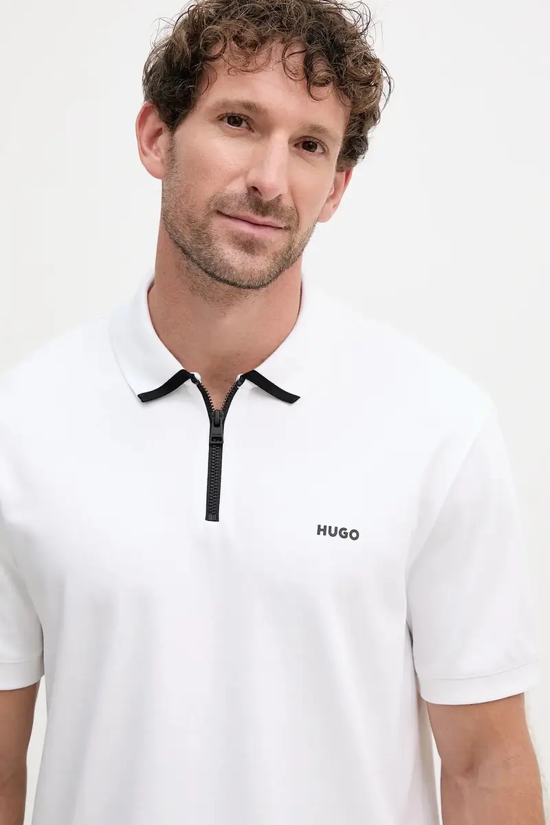 polo in cotone colore nero Bianco miniatura 3