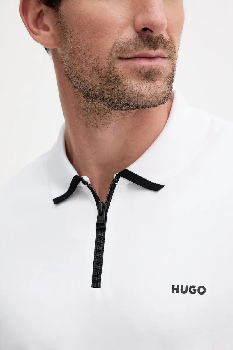 polo in cotone colore nero Bianco miniatura 4