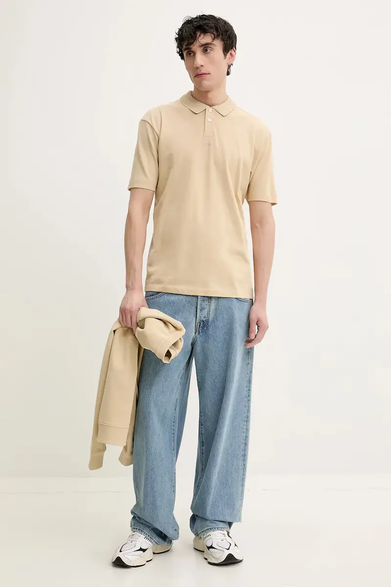 polo in cotone colore rosa 50493206 Beige miniatura 2