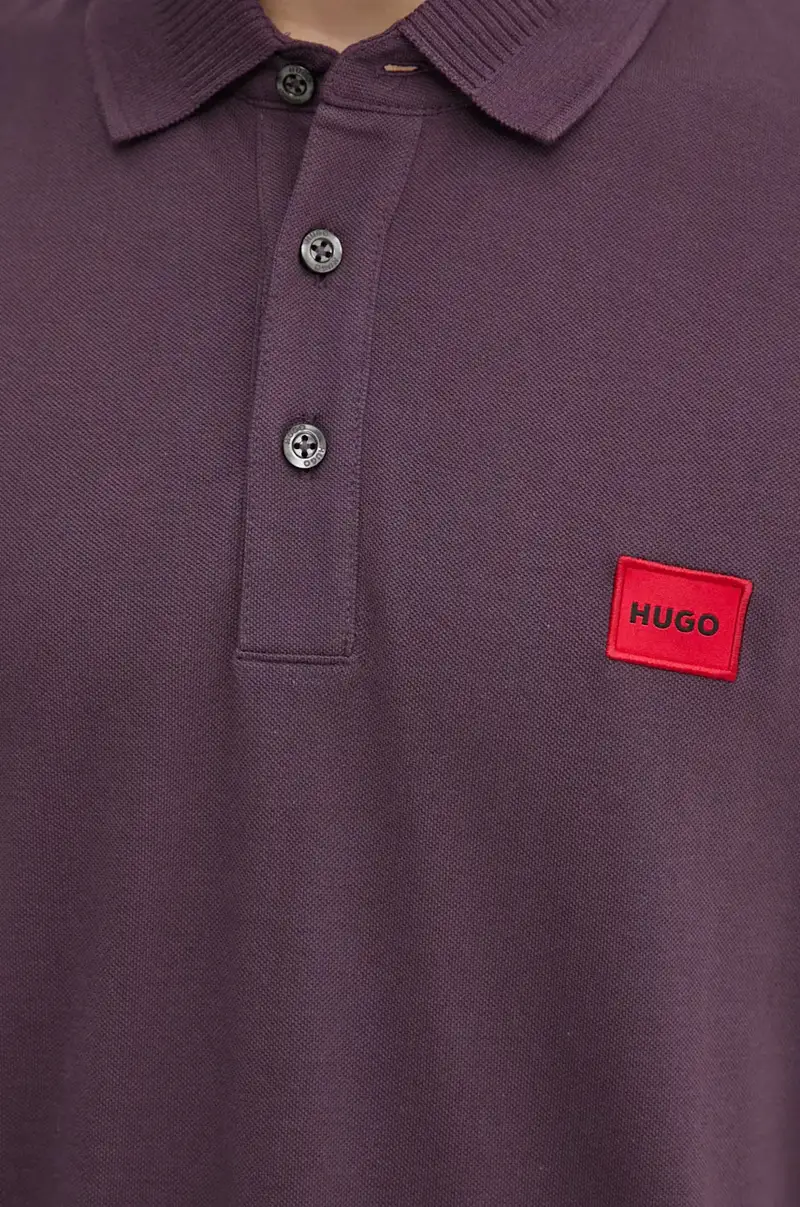 polo in cotone colore violetto con applicazione miniatura 4