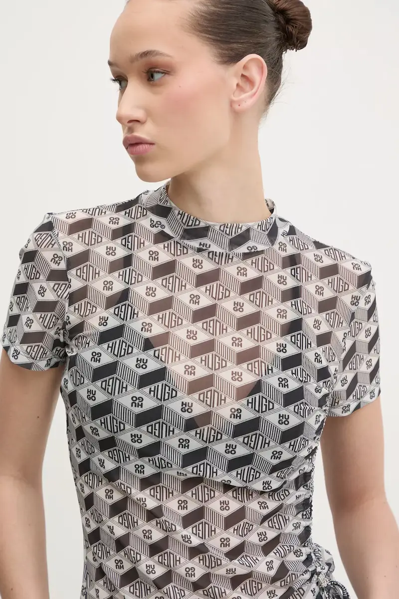 HUGO T-shirt Donna Grigio 3324838 miniatura 4