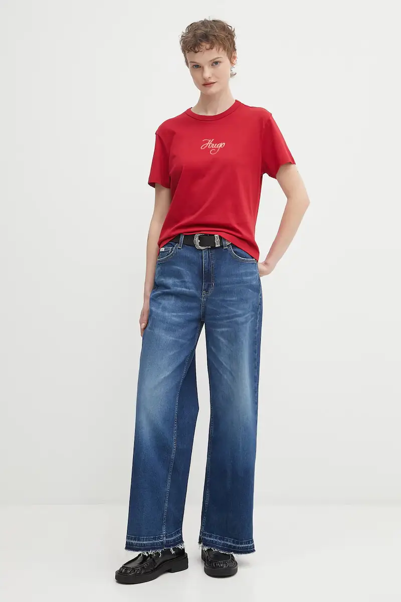 HUGO T-shirt Donna Rosso 3667191 miniatura 2