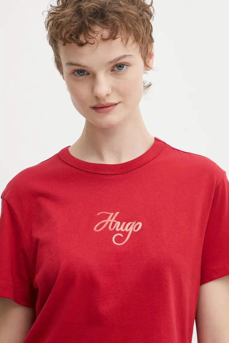 HUGO T-shirt Donna Rosso 3667191 miniatura 4