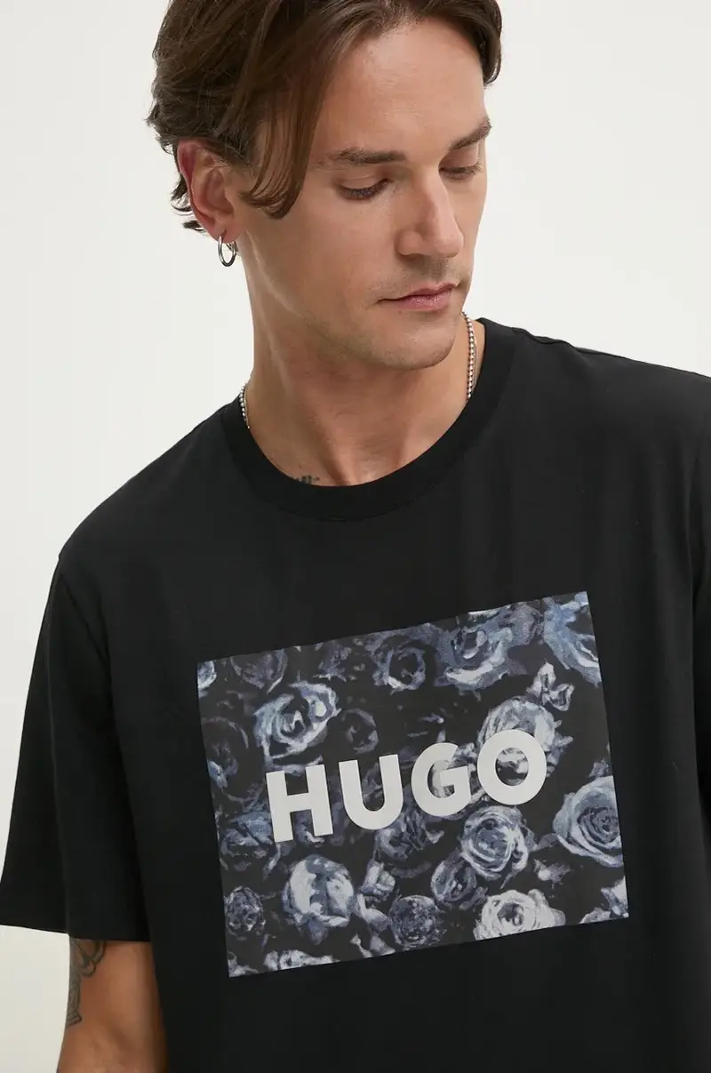 HUGO T-shirt Nero 4157670 miniatura 4