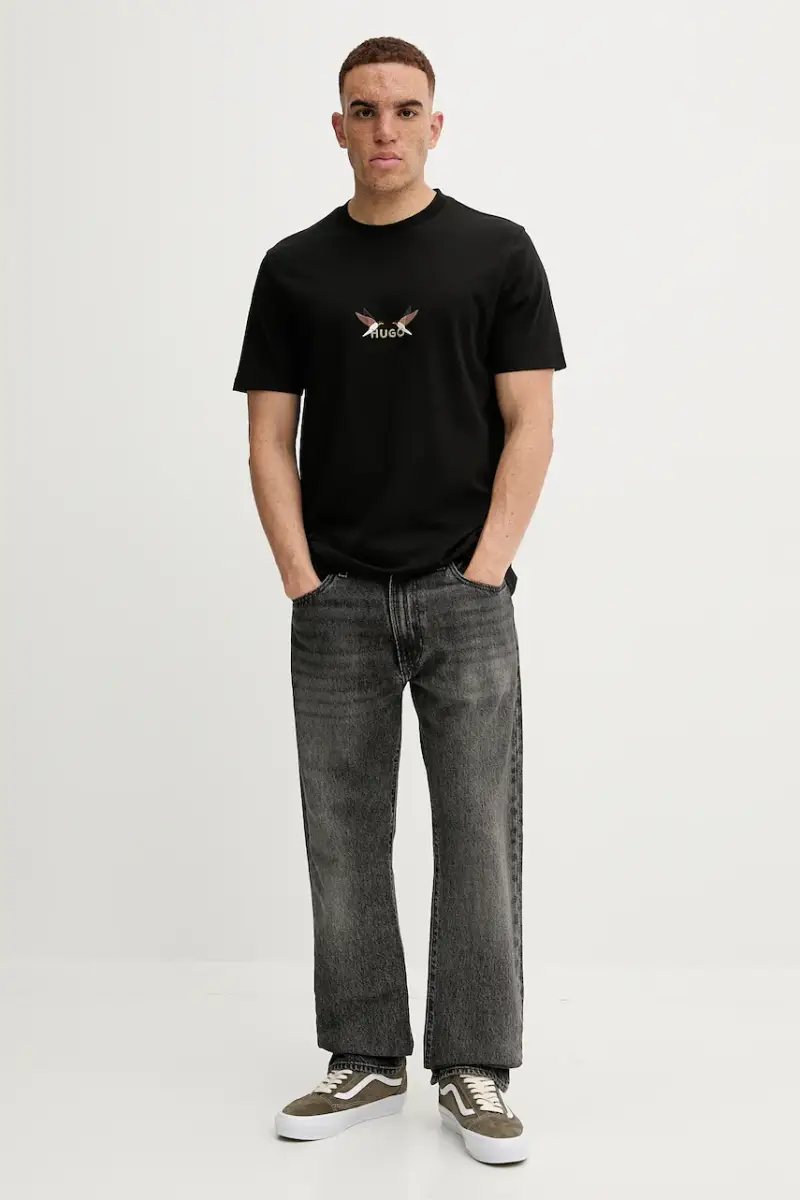 HUGO T-shirt Uomo Nero 3646220 miniatura 2