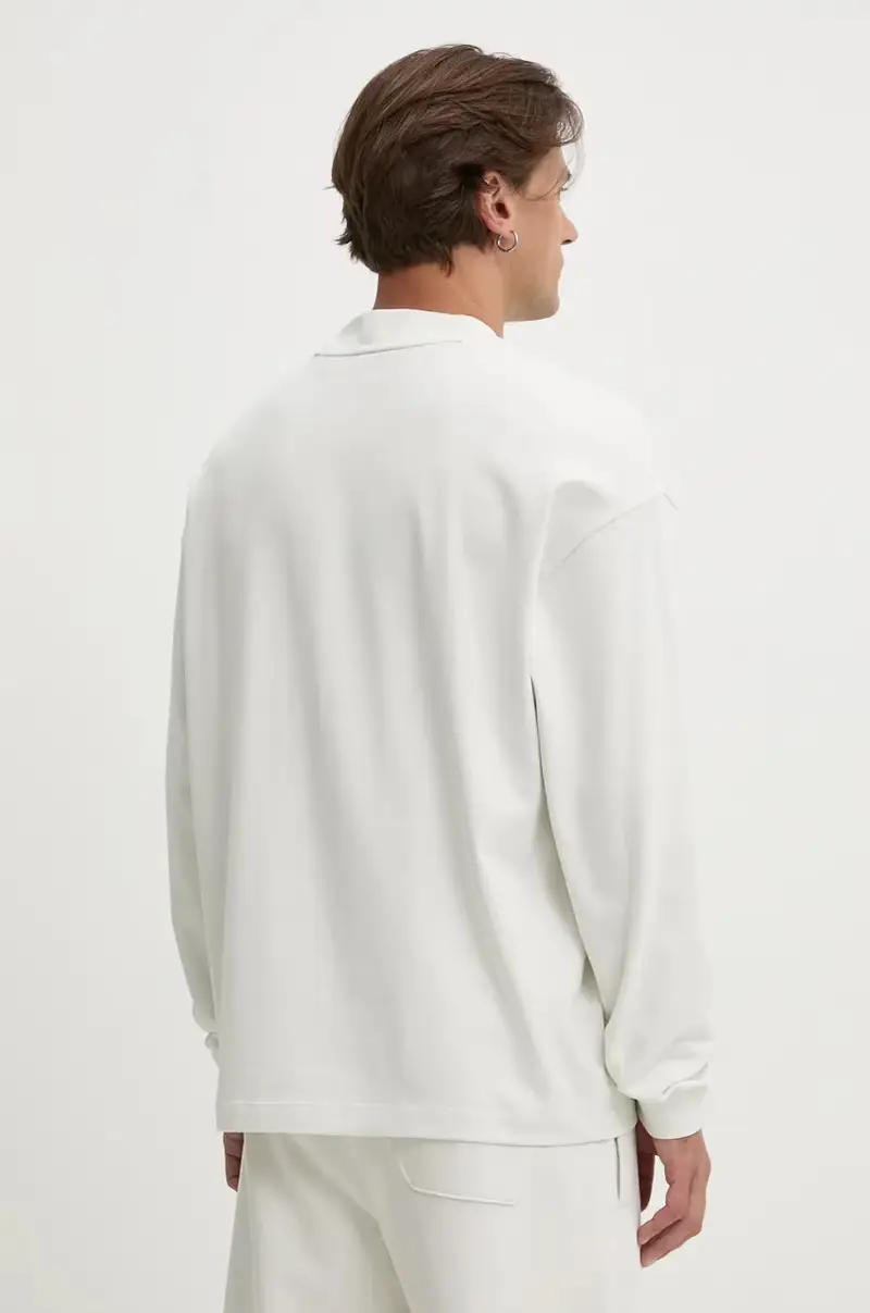 top a maniche lunghe in cotone colore beige miniatura 3