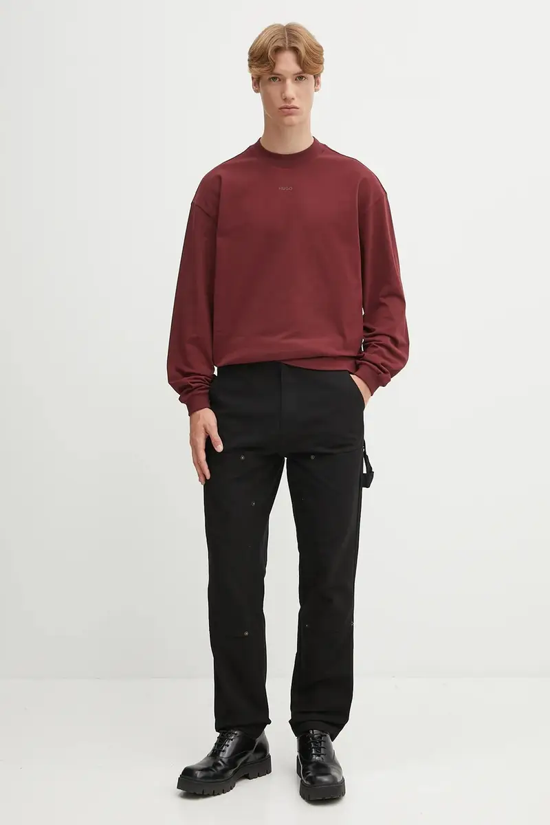 top a maniche lunghe in cotone colore blu 50511029 Granata miniatura 2