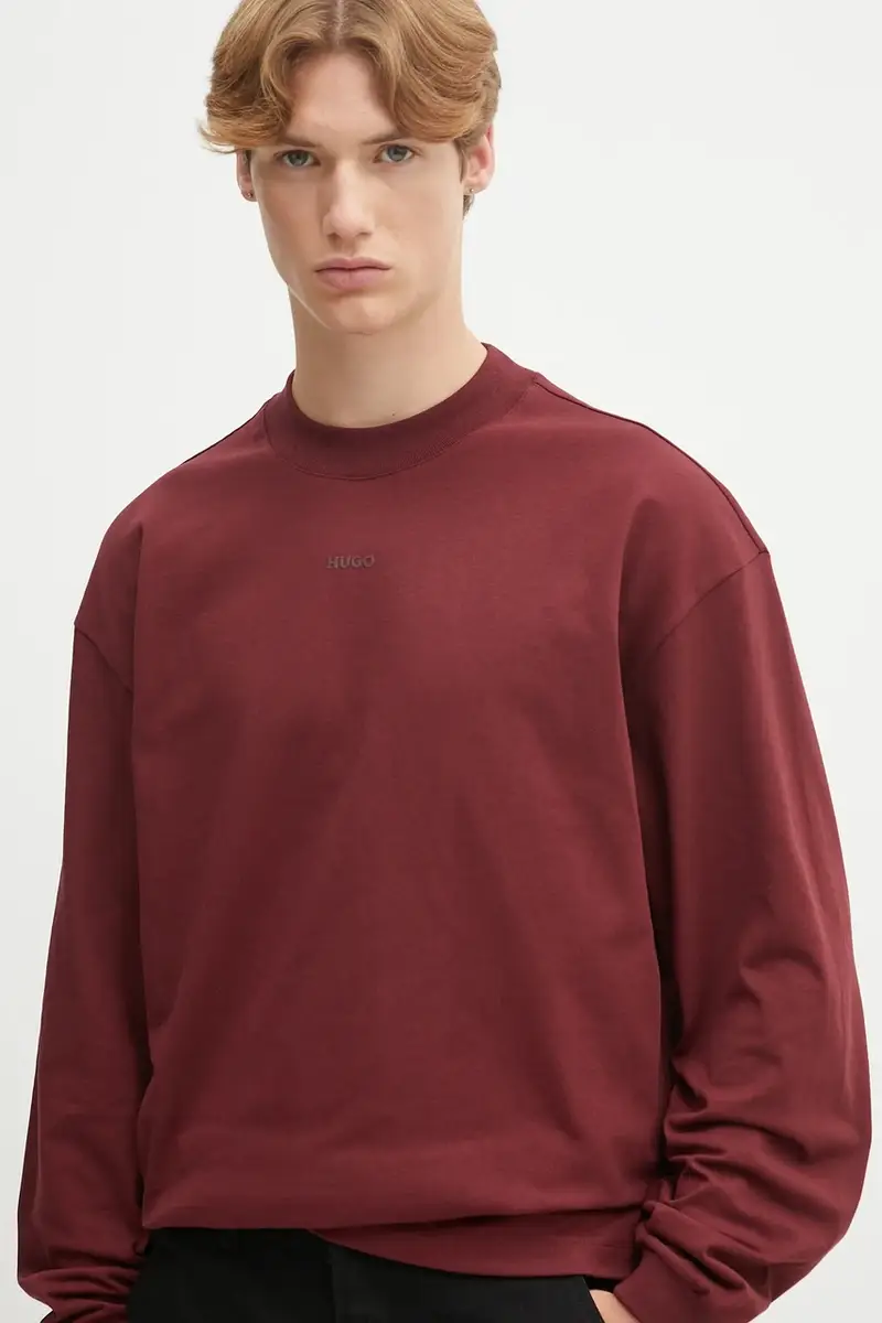 top a maniche lunghe in cotone colore blu 50511029 Granata miniatura 4