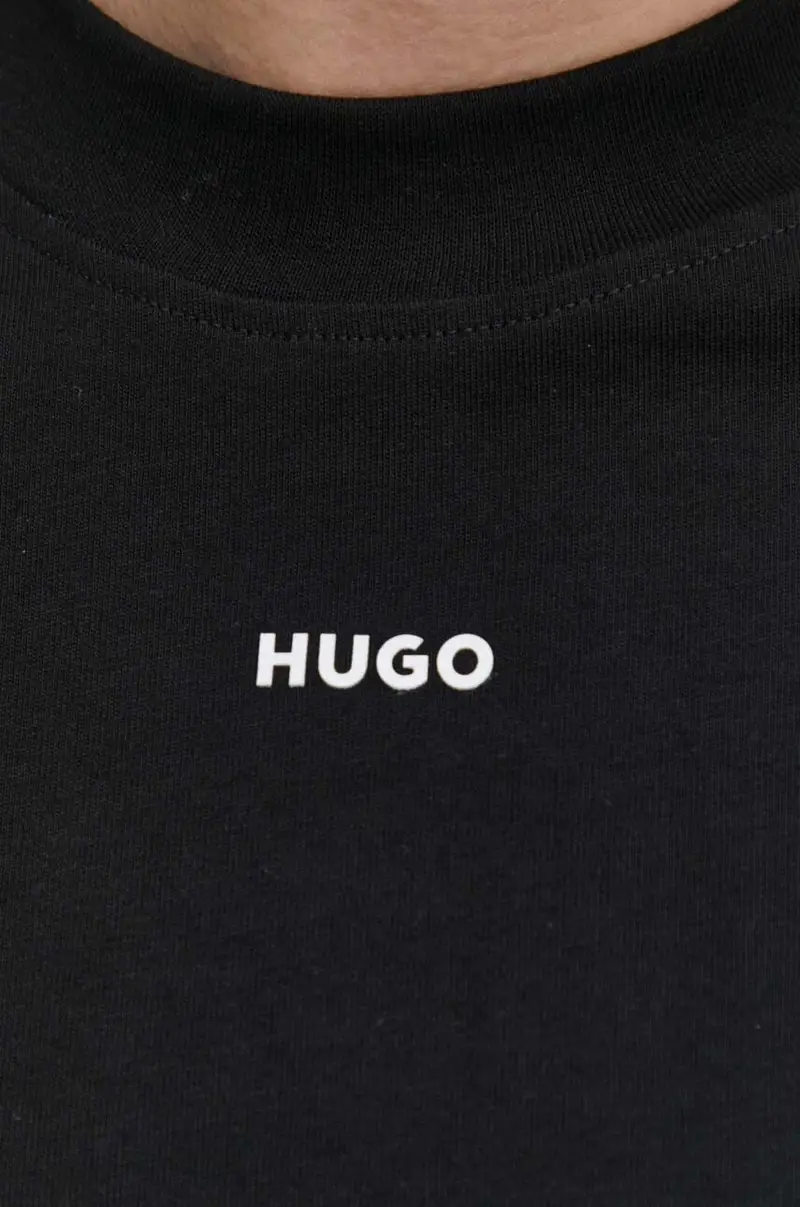 top a maniche lunghe in cotone colore nero miniatura 5