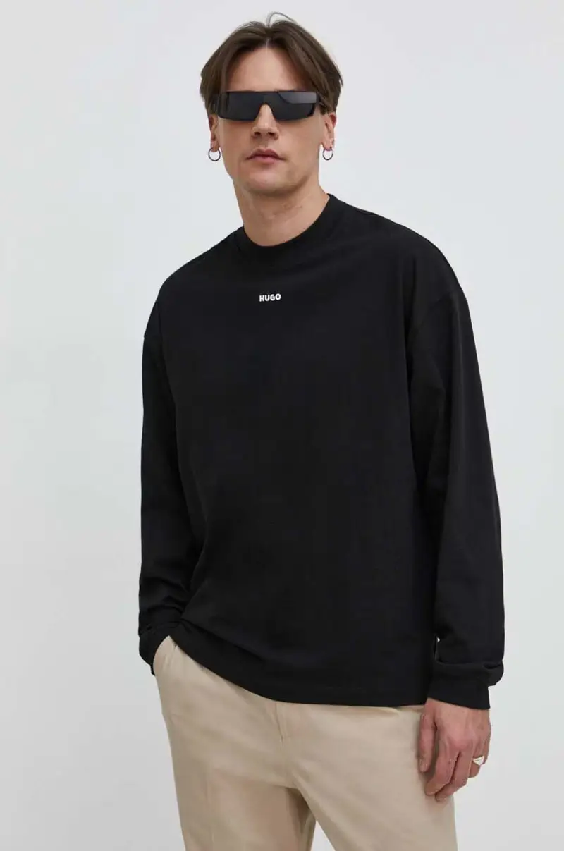 top a maniche lunghe in cotone colore nero