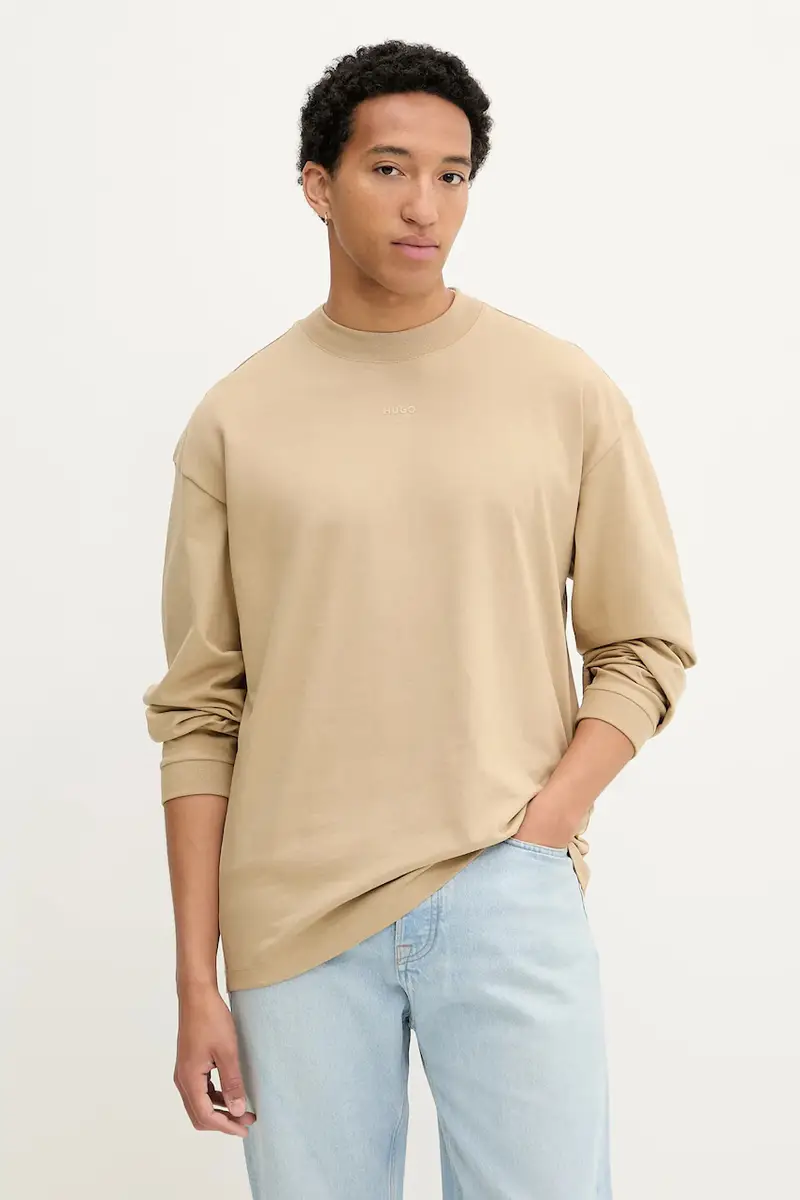 top a maniche lunghe in cotone colore verde 50511029