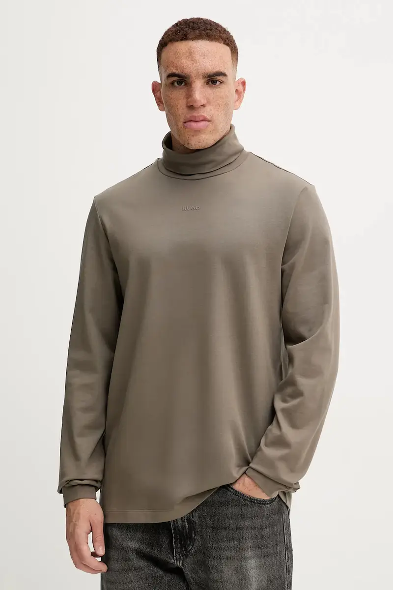 top a maniche lunghe in cotone colore verde 50547372