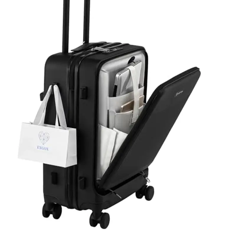 HUIDA TECH Valigia da 20 pollici con Tasca Frontale per laptop, Trolley Leggera con serratura TSA, valigia bagaglio a mano con Ruote girevoli a 360°, Ricarica USB, Porta bicchieri miniatura 2