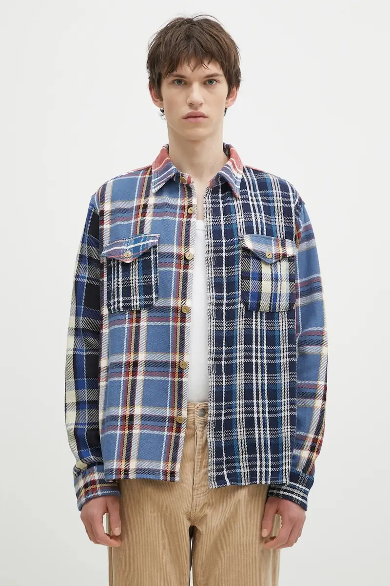 camicia Crazy Check Longsleeve Shirt uomo colore blu HM28SH014