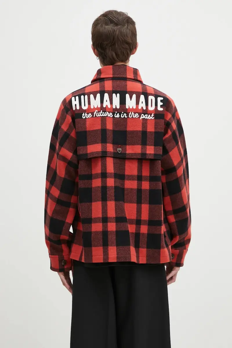 camicia giacca in lana Wool Hunting Jacket colore rosso HM28JK031