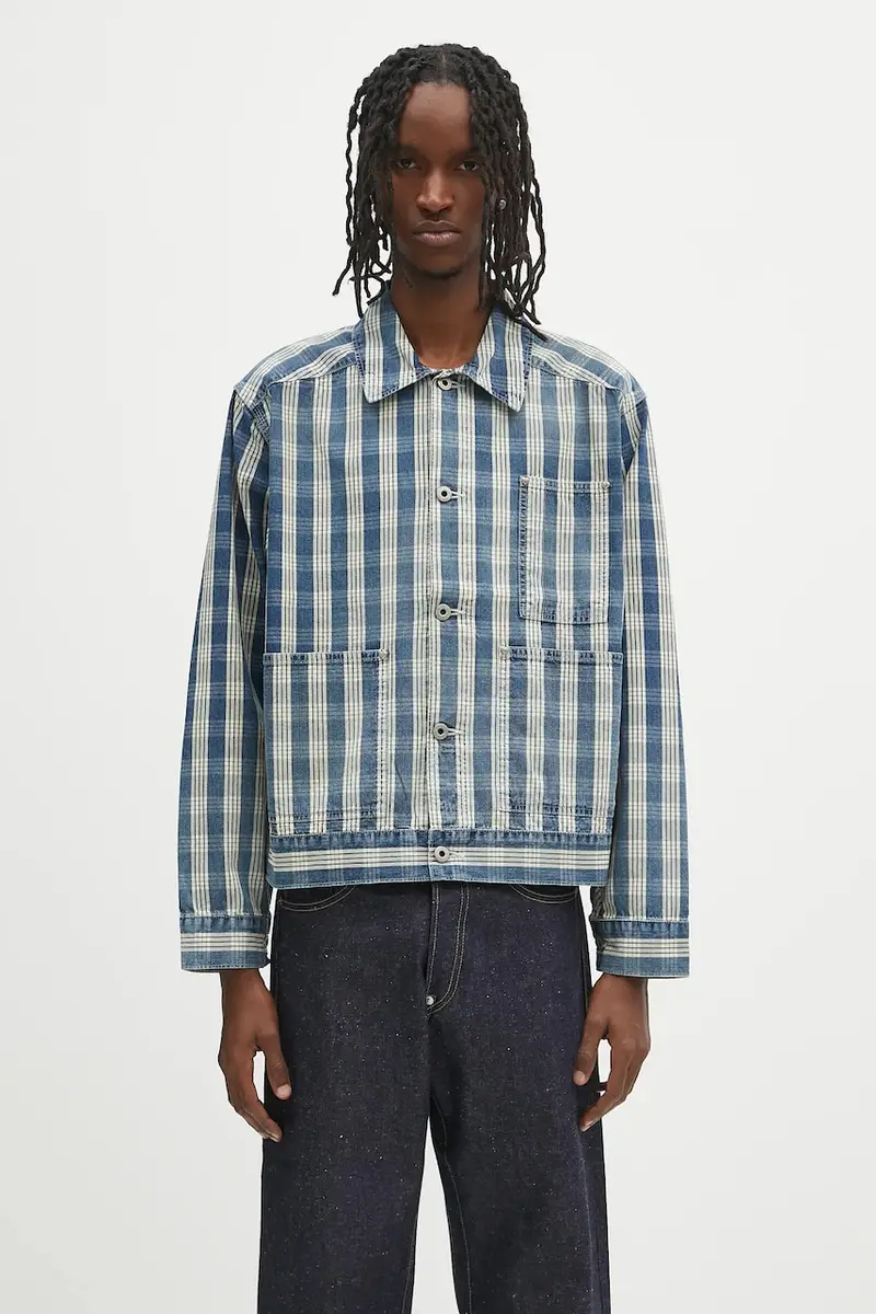 camicia in cotone Work Jacket uomo colore blu HM29JK010