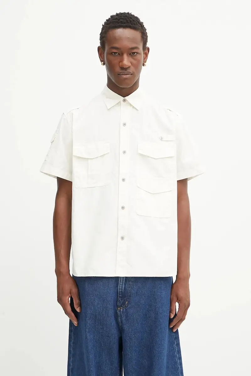 camicia in cotone Woven uomo colore beige HM29SH020