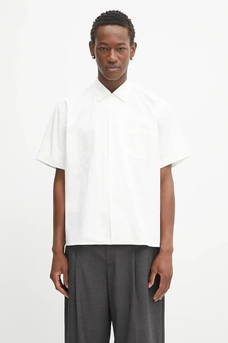 camicia in cotone Woven uomo colore bianco HM29SH022