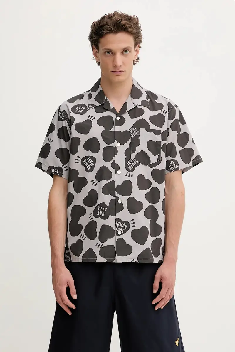 camicia in cotone Woven uomo colore grigio HM29SH026