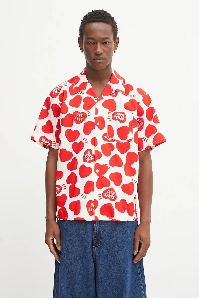 camicia in cotone Woven uomo colore rosso HM29SH026