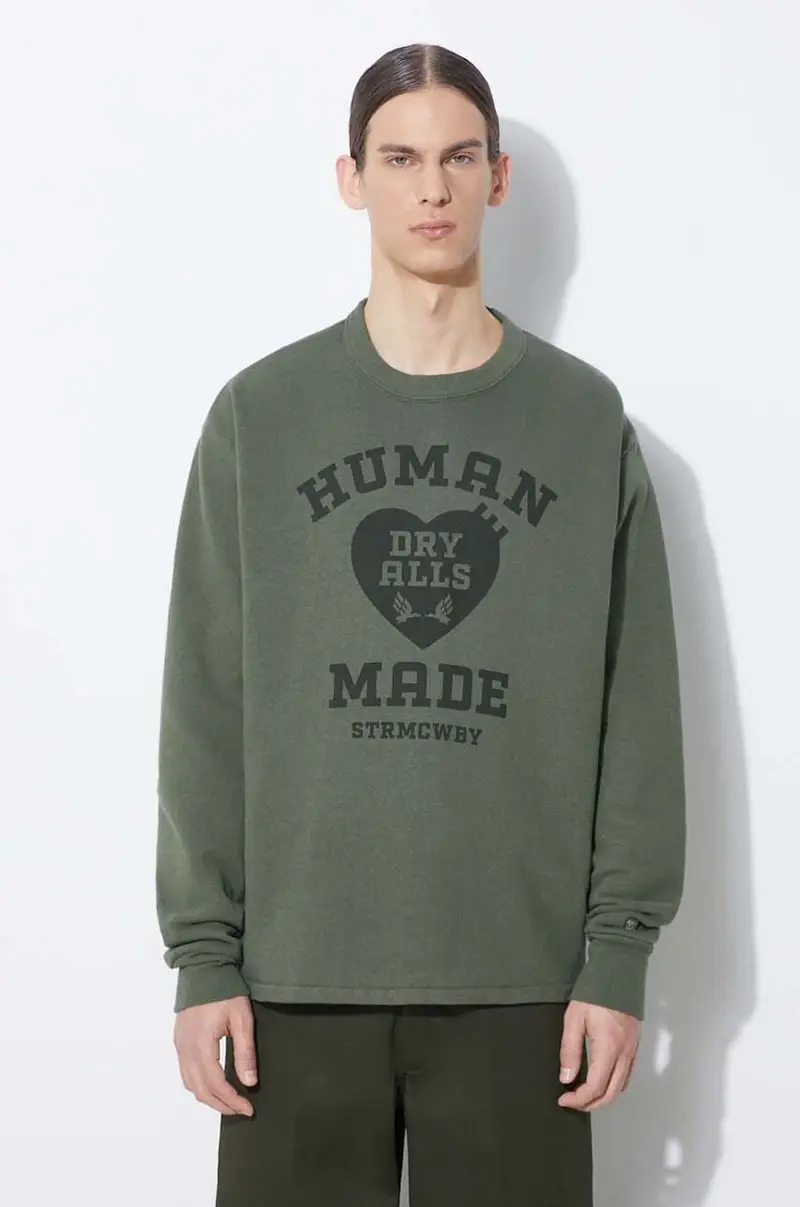 felpa in cotone Military Sweatshirt uomo colore verde HM27CS020