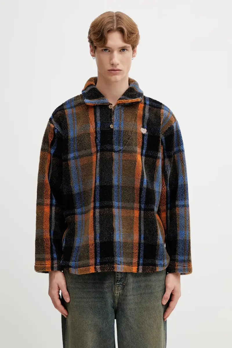 felpa in misto lana KNITTED FLEECE Marrone miniatura 3